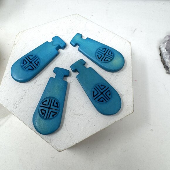 Bone Beads Pendants Turquoise Asian Cut Out Design 4 PC  42 x 17 mm - Picture 2 of 5